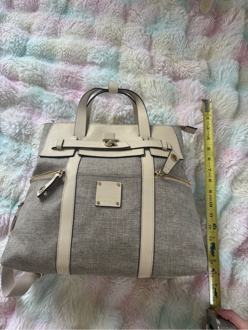 Henri Bendel Jetsetter Canvas Saffiano Convertible Backpack Tote - Picture 11 of 15
